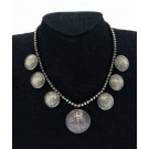 UNSIGNED Native American Buffalo Nickel Liberty Coin Turquoise Beaded Necklace 