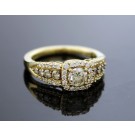 Signed LEVIAN 14k Yellow Gold Champagne Diamond Halo Ring Size 7