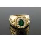 EFFY 14k Yellow Gold Emerald Diamond Ring Size 10.25