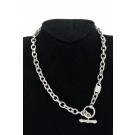 Signed Judith Ripka 925 Sterling Silver Oval Chain Link Toggle Necklace 18"