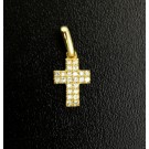 Signed EFFY 14k Yellow Gold .08 tcw Diamond Mini Cross Pendant 