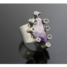 Vintage Jacob Hull B+D Denmark Brutalist Modernist Silver Plated Amethyst Ring
