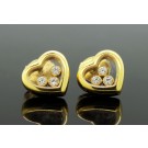 Chopard Floating Happy Diamonds 18k Yellow Gold Heart Stud Earrings