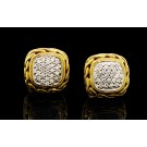 John Hardy Classic Chain 18k Yellow Gold Diamond Stud Earrings