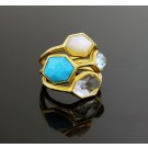 Ippolita Rock Candy 18k Yellow Gold 4 Stone Summer Rainbow Cluster Ring Size 7