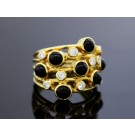 Signed Ippolita Constellation 18k Yellow Gold Onyx Diamond Cluster Ring Size 7