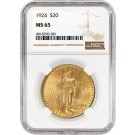 1924 $20 St Gaudens Double Eagle Gold NGC MS65 Brilliant Uncirculated Coin