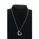Tiffany & Co Elsa Peretti Sterling Silver 22mm Open Heart Pendant Necklace 17"
