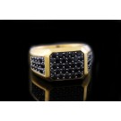 EFFY 14k Gold Plated Sterling Silver Pave Black Spinel Signet Ring Size 10