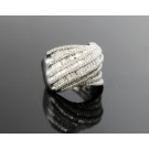 Signed EFFY Classique 14K White Gold Baguette Diamond Crossover Cocktail Ring 7