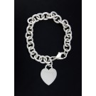 Tiffany & Co Sterling Silver Heart Tag Charm Oval Link Chain Bracelet Size 6.25"