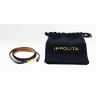Ippolita 18k Gold Purple Snake Skin Leather Pelle Wrap Mini Hook Bracelet NWT
