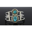 Old Pawn Navajo Native American Sterling Silver Turquoise Cuff Bracelet 6 1/4"