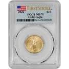 2022 $10 1/4 oz Gold American Eagle PCGS MS70 First Strike Flag Label Coin