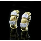 Roberto Coin Appassionata 18k Gold Diamond Single Row Half Hoop Huggie Earrings