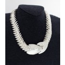 D'Molina Taxco Mexico Sterling Silver Articulated Fish Skeleton Bones Necklace