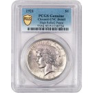 1921 High Relief $1 Peace Dollar Silver PCGS Gold Shield UNC Details Cleaned 