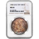1900 O $1 Morgan Silver Dollar TOP 100 VAM 11 O/CC NGC MS64 Blueberry Toned Coin