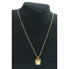 Stefan Hefner 18k Gold Diamond Gift Box Pendant With Ruby Heart Necklace 24"