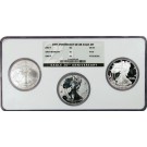 2006 $1 Silver American Eagle 20th Anniversary Set Of 3 NGC MS70 PF70