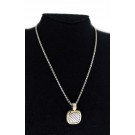 David Yurman Albion 18k Gold Sterling Silver Pendant 2.5mm Box Chain Necklace 18"