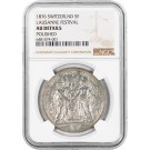 1876 Switzerland 5 Francs Silver Lausanne Shooting Festival NGC AU Details
