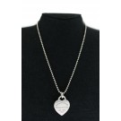 Return To Tiffany & Co 925 Sterling Silver Heart Tag Pendant Beaded Necklace 18"