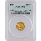 1928 $2.50 Indian Head Quarter Eagle Gold PCGS MS62 Uncirculated Coin 
