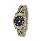 1987 Rolex Datejust 69173 26mm Two Tone 18k Gold Steel Black Dial Automatic Watch