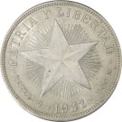 1932 Republic Cuba Un Star Peso Silver Coin About Uncirculated Reverse Scratches