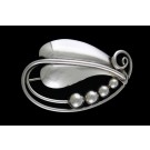 Vintage Georg Jensen Hand Wrought #132 Sterling Silver Leaf Vine Pin Brooch