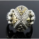 John Hardy Dot Jaisalmer Sterling Silver 18k Gold Ring Size 6.25
