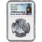 2015 £50 Great Britain Silver Britannia NGC MS70 DPL