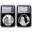 2017 £2 2 Coin Set Proof Landmarks of Britain 1 oz Silver Big Ben PF70 UC ER
