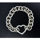 Tiffany & Co Sterling Silver Open Heart Clasp Oval Chain Link Bracelet Size 6.5"