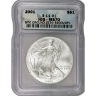 2001 $1 1 oz .999 Fine Silver American Eagle ICG MS70 WTC Ground Zero Recovery