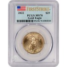 2022 $25 1/2 oz Gold American Eagle PCGS MS70 First Strike Flag Label Coin