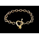 Vintage 1994 Tiffany & Co 18k Gold Cupids Arrow Heart Toggle Bracelet Size 6.75"