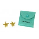Vintage Tiffany & Co Italy 18k Yellow Gold Textured Starfish Omega Earrings