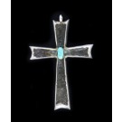 Old Pawn Navajo Native American Yazzie Sterling Silver Turquoise Cross Pendant