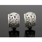 Vintage John Hardy 925 Sterling Silver Woven Huggie Clip On Earrings