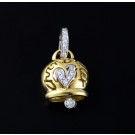 Chantecler Capri Italy 18k Gold Diamond Campanelle Bell Rooster Pendant Medium