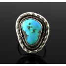Old Pawn Navajo Native American Sterling Silver Turquoise Ring Size 9.75 11.8g