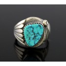 Old Pawn Navajo Native American 925 Sterling Silver Turquoise Ring Size 9.25