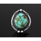 Signed JY Old Pawn Navajo Native American Sterling Silver Turquoise Ring Size 5