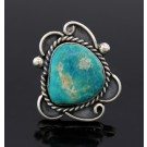 Old Pawn Navajo Native American Oxidized Sterling Silver Turquoise Ring Size 6
