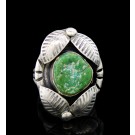 Old Pawn Navajo Native American Oxidized Sterling Silver Turquoise Ring Size 7