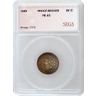 1881 1C Proof Indian Head Cent BN Brown Uncirculated Coin