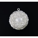 Antique Art Nouveau 257 Sterling Silver Vermeil Compact Pendant With Powder Puff