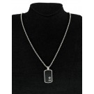 David Yurman Sterling Silver Black Onyx Dog Tag 2.5mm Box Chain Necklace 26.5"